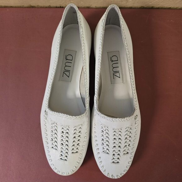 New Womens White Leather Flats 8M 9M - Picture 1 of 6